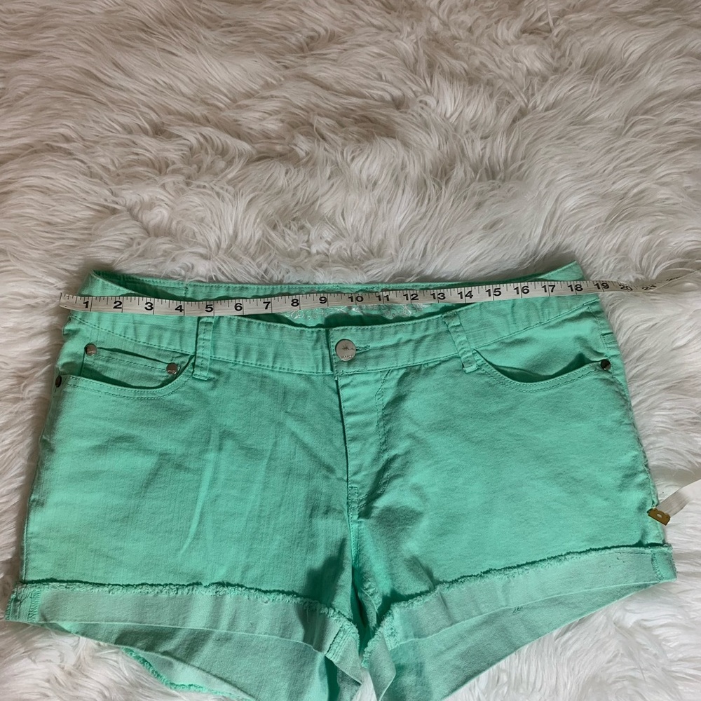 Express Womens Sz 14 Cuffed Mint Green Jean Shorts - Picture 10 of 11